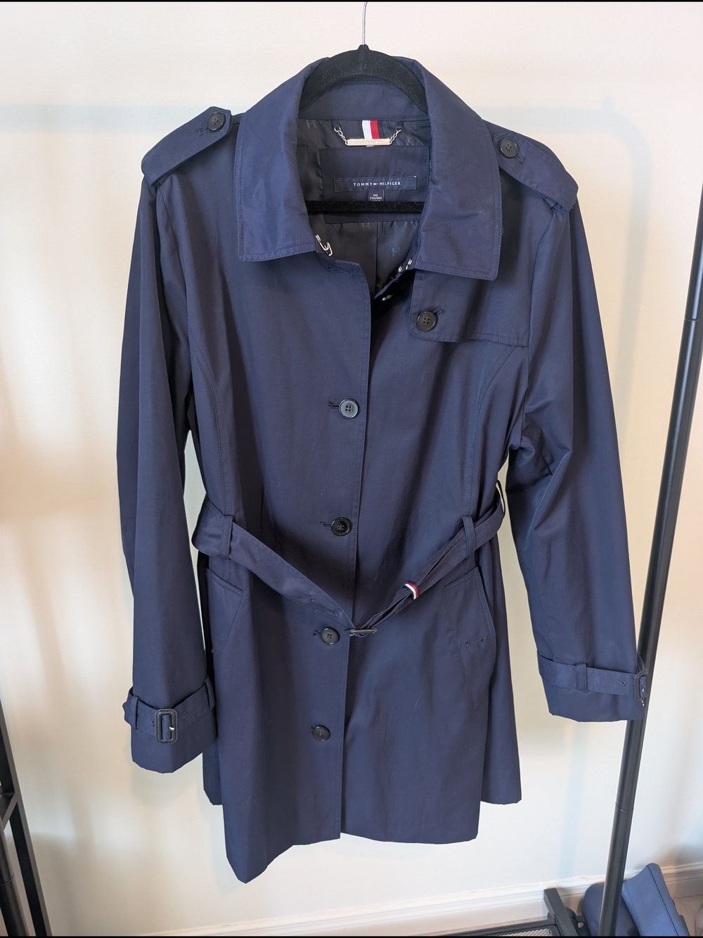 Tommy Hilfiger Navy Belted Trench Coat
